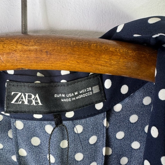 Zara Polka Dots Long Sleeves with Collar Quarter Button Up Mini Dress Size M - Picture 5 of 7